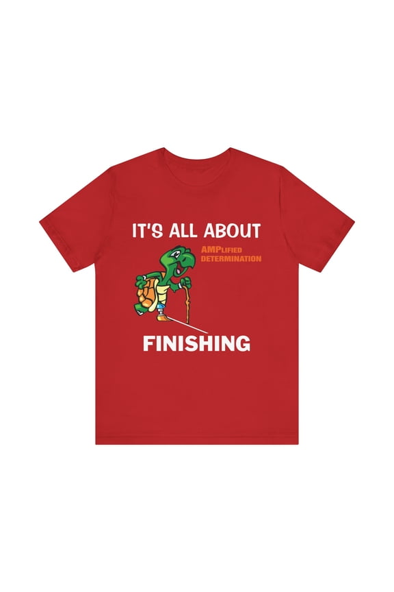 Amputee Humor TShirt “Turtle Finish Line V1” Crew Neck Funny Shirt