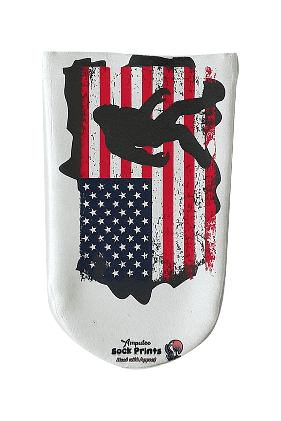 Amputee Sock "American Flag Bigfoot V1", 3PLY Residual Wound, Over Shrinker Sock