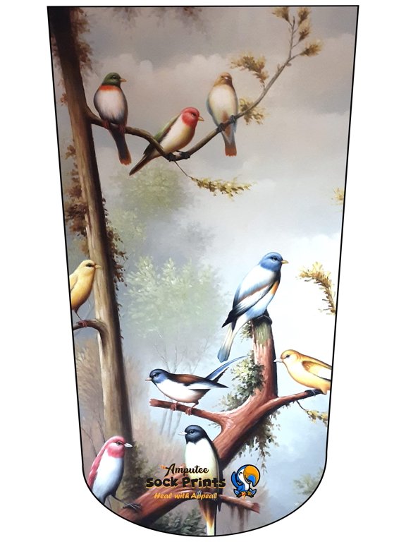 Amputee Sock, Birds and Birds on Branches V1, 3Ply stump sock