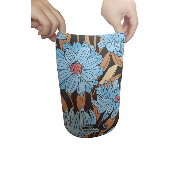 Amputee Sock, Blue Dandelions V1, 3Ply stump sock