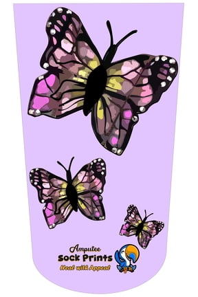 Amputee Sock, Butterfly Diamond, 3Ply stump sock