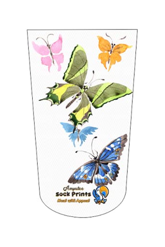 Amputee Sock, Butterfly Montage 003 V3, 3Ply stump sock