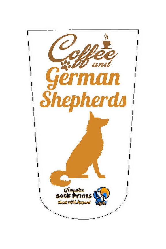 Amputee Sock , "Coffee and German Sheppards", 3PLY Residual Wound, Over Shrinker Sock