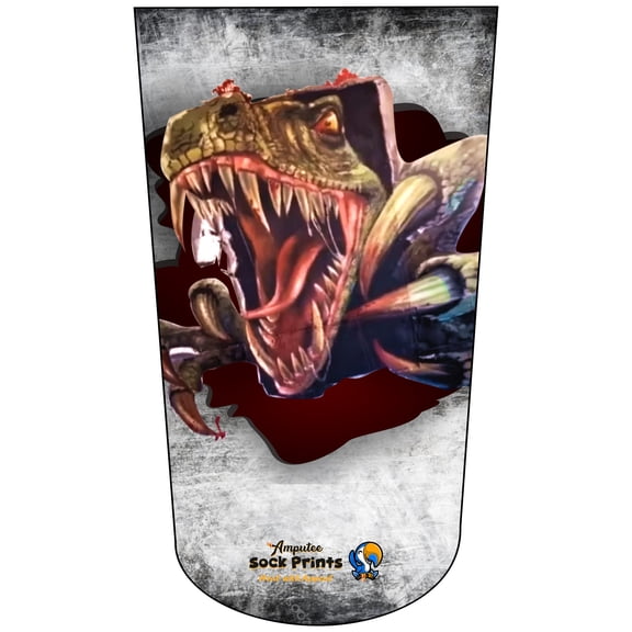 Amputee Sock, Dinosaur Bursts Through Wall, 3Ply stump sock