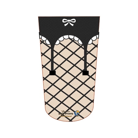 Amputee Sock, Fishnet stocking w garter 001 v1, 3Ply stump sock