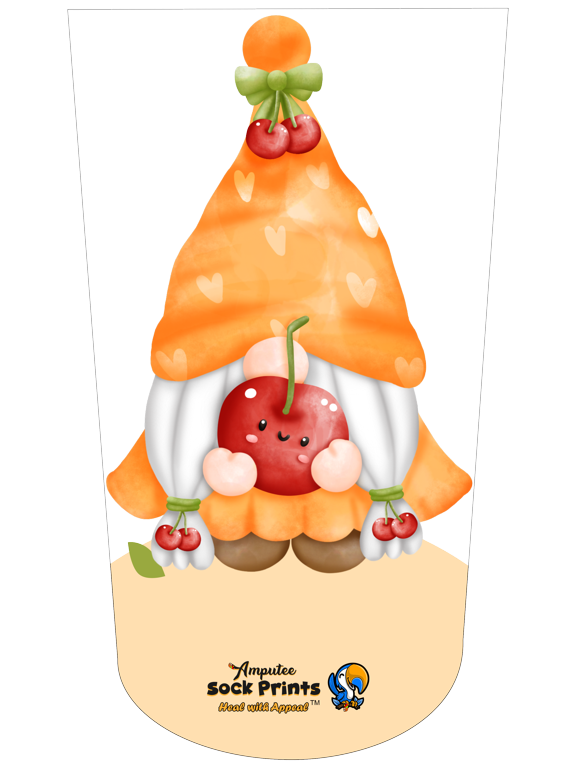 Amputee Sock "Gnome w Cherry V1"