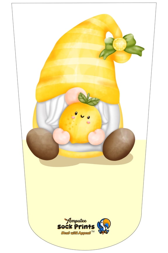 Amputee Sock, Gnome w Lemon V1, 3Ply stump sock