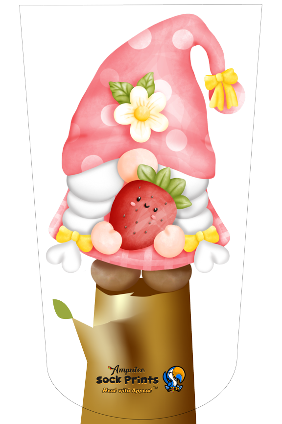 Amputee Sock "Gnome w Strawberry V1"