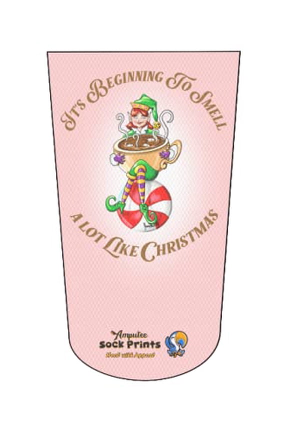 Amputee Sock, Its Beginning to Smell a Lot Like Christmas pnk V1, 3Ply Stump Sock