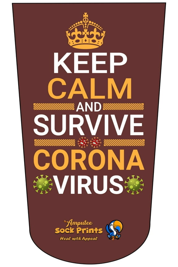 Amputee Sock, Keep calm survive Corona V1, 3Ply stump sock