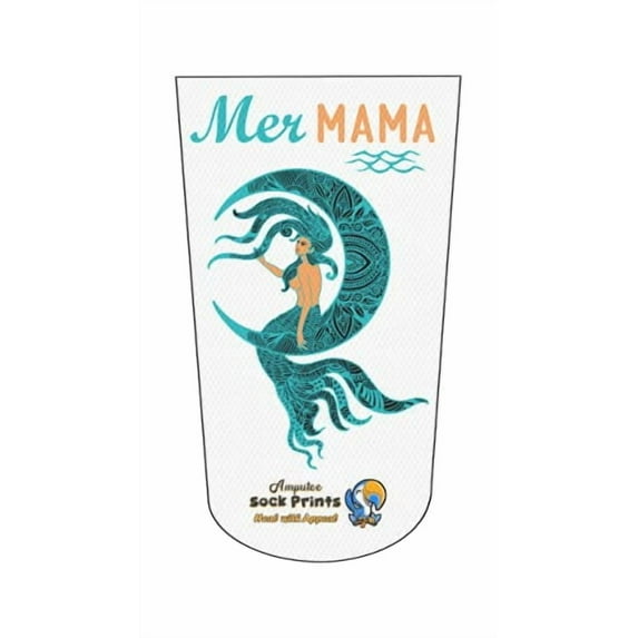 Amputee Sock, Mermaid Moon Turqoise wh bgnd V2, 3Ply stump sock