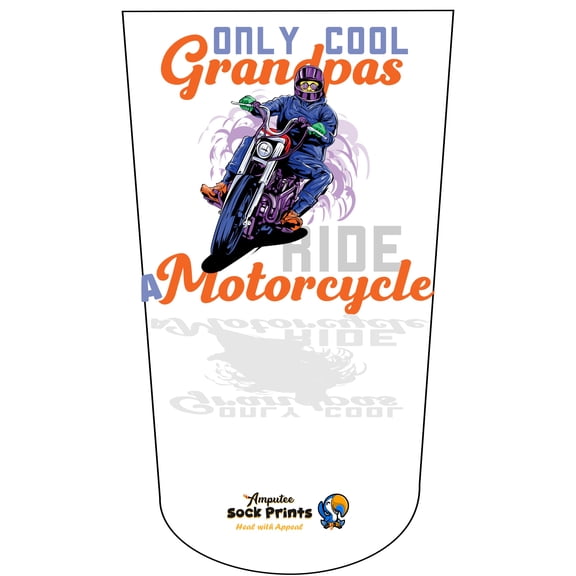 Amputee Sock, Only Cool Grandpas Ride a Motorcycle V1, 3Ply stump sock