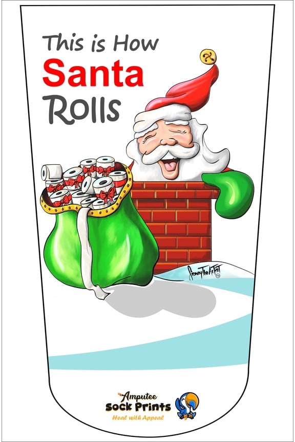 Amputee Sock, This is How Santa Rolls V1, 3Ply Stump Sock