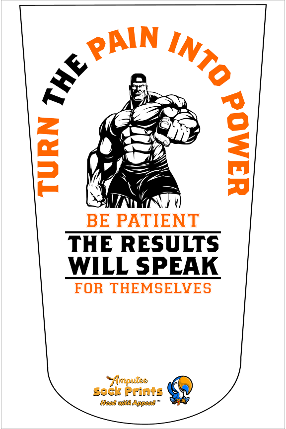 Amputee Sock "Turn pain to power V1" 3PLY Residual Wound, Over Shrinker Sock