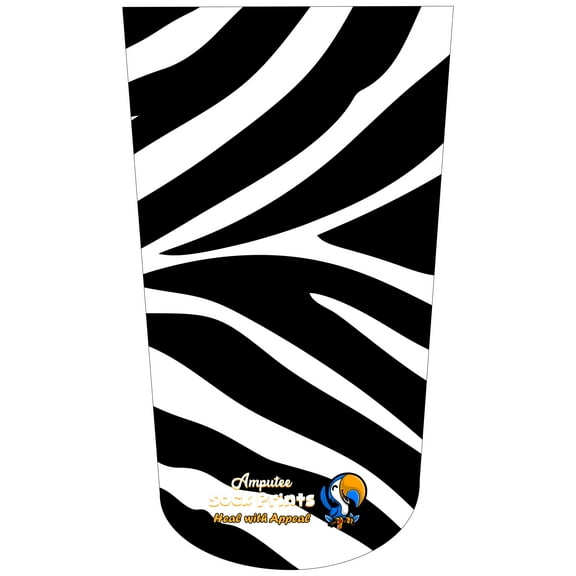 Amputee Sock, Zebra Pattern V1, 3Ply stump sock