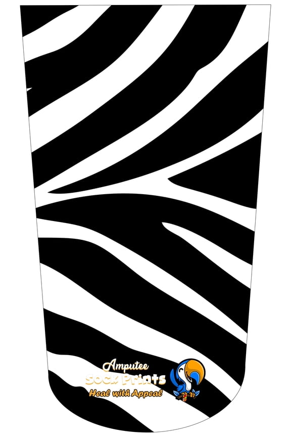 Amputee Sock, Zebra Pattern V1, 3Ply stump sock