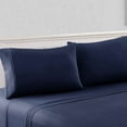 thumbnail image 1 of Amrapur Overseas 4-Piece Bright Solid Microfiber Adult Sheet Set, Navy, Queen, 1 of 4