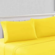Amrapur Overseas 4-Piece Bright Solid Microfiber Adult Sheet Set, Yellow, King