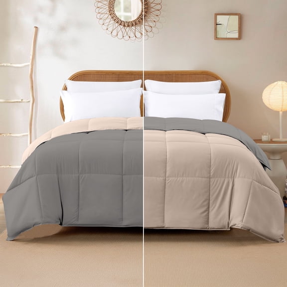 Modern Threads Down Alternative Reversible Comforter Charcoal & Misty Rose King