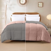 Modern Threads Reversible Charcoal & Misty Rose All-Season Down Alternative Adult Bed Comforter, Queen