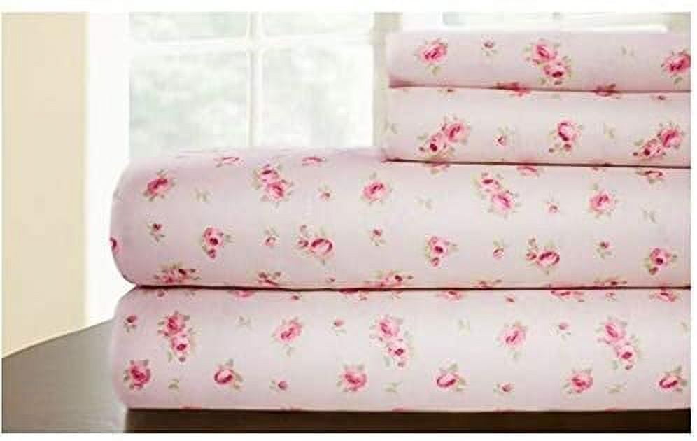 Blush Floral Twin Microfiber Sheet Set with Pillowcases