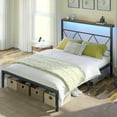 thumbnail image 1 of Amrelife Queen Size Metal Standard Bed with LED Strip, Black, 1 of 3