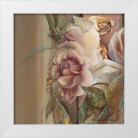 Amrhein, Elvira 12x12 White Modern Wood Framed Museum Art Print Titled - Les roses de mon jardin II