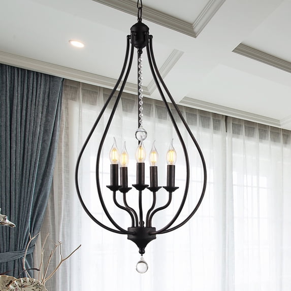 Amriana 5-Light 18-Inch Antique Bronze Cage Pendant