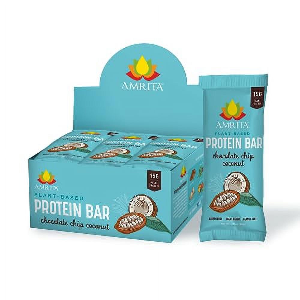 Amrita Chocolate Chip Coconut High Protein Bars GlutenFree Snacks 15g of Plant Based