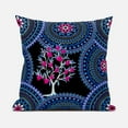 thumbnail image 1 of Amrita Sen Boho Mandala Plant Throw Pillow with Removable Cover in Indigo Black Pink 16x16, 1 of 5