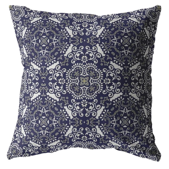 Amrita Sen Boho Sky 16" Suede Double Sided Zippered Pillow in Navy