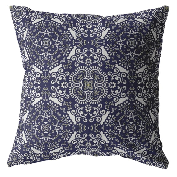 Amrita Sen Broadcloth Zippered Pillow With Navy Finish CAPL5BrCDS-ZP-26x26