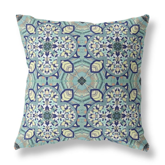 Amrita Sen Broadcloth Pillow In Muted Green Cream Finish CAPL542BrCDS-BL-28x28