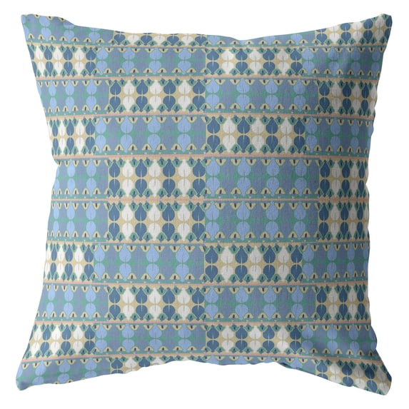 Amrita Sen Broadcloth Pillow With Muted Light Blue Cream CAPL62BrCDS-BL-26x26