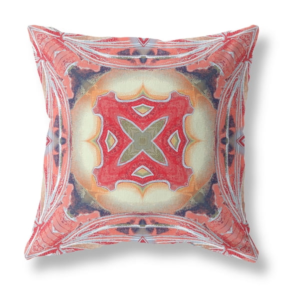 Amrita Sen Broadcloth Zippered Pillow In Pink Peach Red CAPL522BrCDS-ZP-26x26