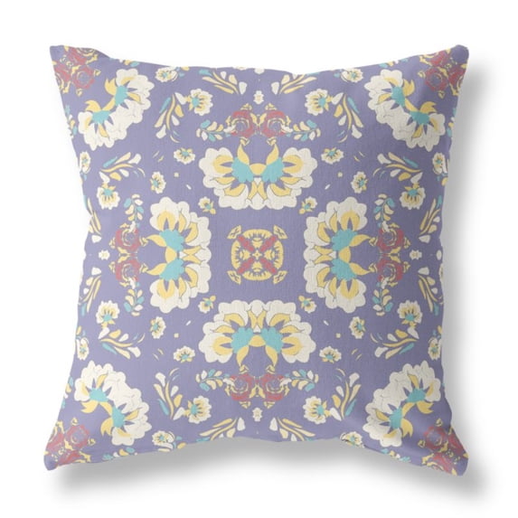 Amrita Sen Broadcloth Zippered Pillow In Purple Off White CAPL276BrCDSZP20x20