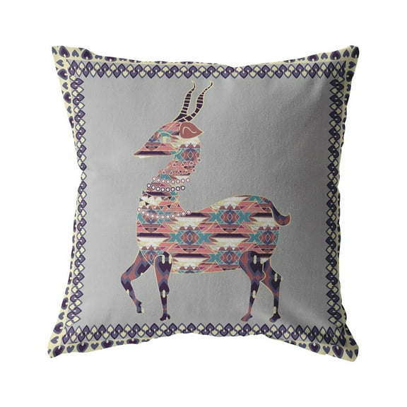 Amrita Sen Broadcloth Zippered Pillow In Purple on Cream CAPL18BrCDS-ZP-26x26