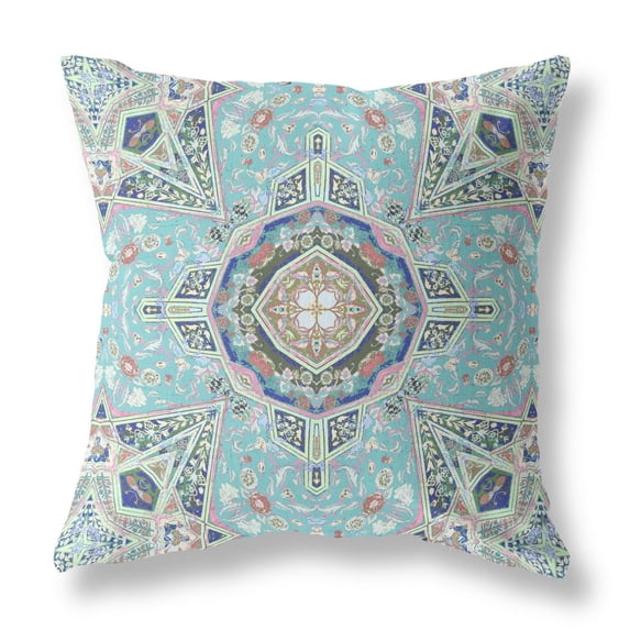 Amrita Sen Broadcloth Zippered Pillow With Aqua Brown CAPL461BrCDS-ZP-16x16