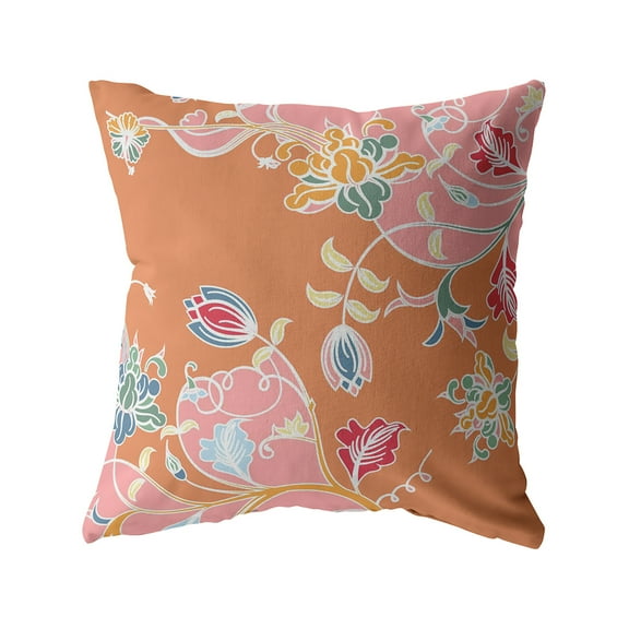 Amrita Sen Broadcloth Zippered Pillow With Pink on Orange CAPL12BrCDS-ZP-26x26