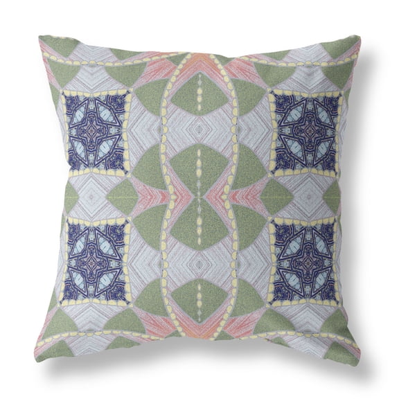 Amrita Sen Suede Green Pink Zippered Pillow With Insert CAPL492FSDS-ZP-16x16