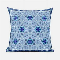 Medallion Indoor/Outdoor Pillow with Removable Cover in Blue Turquoise White Purple16x16