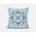 thumbnail image 1 of Amrita Sen Designs  16 x 16 in. Paisley Leaf Geo Broadcloth Indoor & Outdoor Zippered Pillow - Light Blue, Aqua & White, 1 of 5