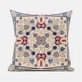 thumbnail image 1 of Amrita Sen Designs CAPL842BrCDS-BL-16x16 16 x 16 in. Paisley Leaf Geo Duo Broadcloth Indoor & Outdoor Blown & Closed Pillow - Beige, Indigo & Red, 1 of 3