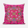 thumbnail image 1 of Paisley Leaf Geo Duo Throw Pillow in Hot Pink 16x16, 1 of 5
