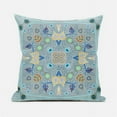 thumbnail image 1 of Amrita Sen Designs  16 x 16 in. Paisley Leaf Geo Duo Broadcloth Indoor & Outdoor Zippered Pillow - Light Grey, Blue & Yellow, 1 of 4