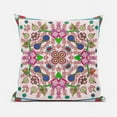 thumbnail image 1 of Amrita Sen Designs  16 x 16 in. Paisley Leaf Geo Duo Suede Zippered Pillow with Insert - Light Pink, Purple & Green, 1 of 4