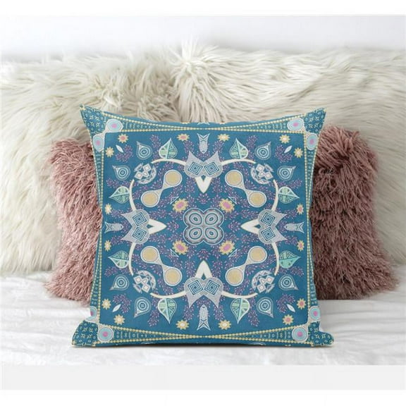 Amrita Sen Designs  16 x 16 in. Paisley Leaf Geo Suede Zippered Pillow with Insert - Multi Color