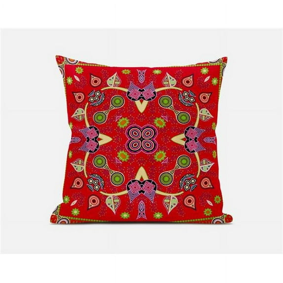 Amrita Sen Designs 16 x 16 in. Paisley Pattern Square Broadcloth Indoor & Outdoor Zippered Pillow - Red