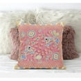 thumbnail image 1 of Amrita Sen Designs  16 x 16 in. Pond Peacock Suede Zippered Pillow with Insert - Peach & Blue, 1 of 7