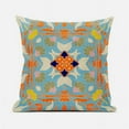 thumbnail image 1 of Amrita Sen Designs  16 x 16 in. Venetian Flower Paisley Duo Suede Zippered Pillow with Insert - Light Blue & Orange, 1 of 4